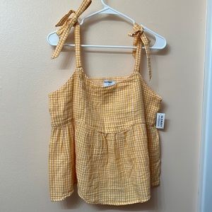 Old Navy Orange and White Plaid Tie Strap Summer Flowy Top - New with Tags - M